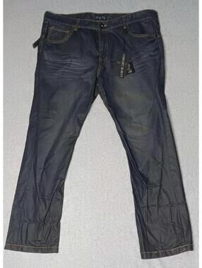 NWT! FUSAI Y2K Tapered Cut Jeans Mens Size 40 X 32 Dark Wash Indigo...